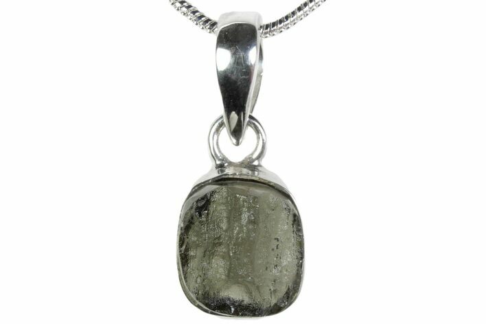 Green Moldavite Tektite Pendant ( g) - Sterling Silver #382699